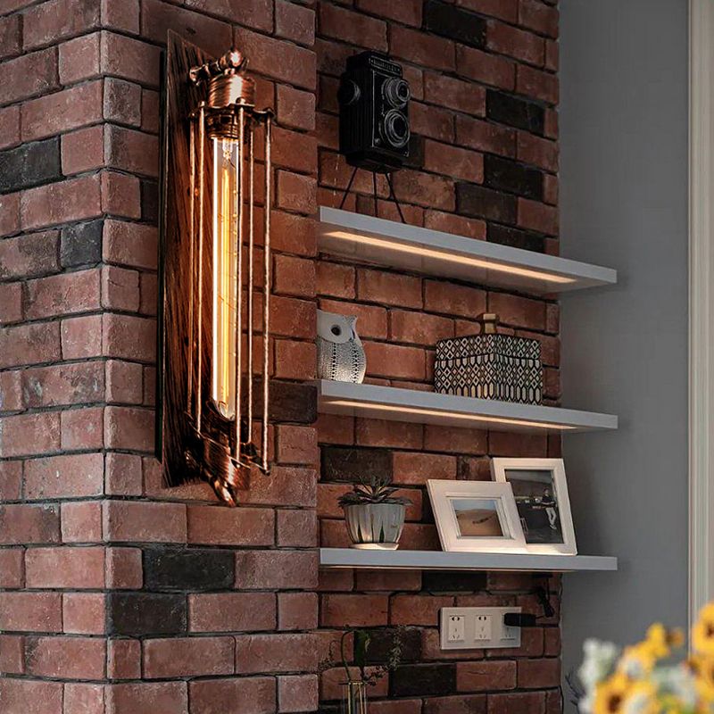 Aurora Vintage Cylinder Metal Wall Lamp In Black Red Silver Gold For Classic Home Interiors