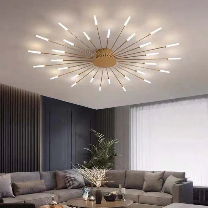 AstraLume LED Ceiling Chandelier With Minimalist Sunburst Design For Modern Interiors