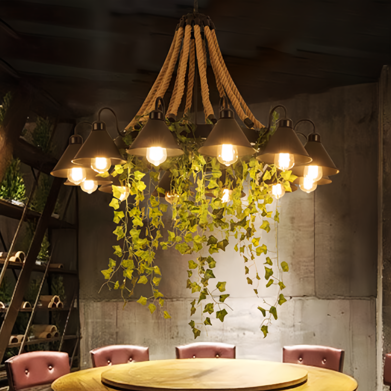 AstraLume Retro LED Chandelier In Black Metal For Restaurants, Bars, And Living Rooms