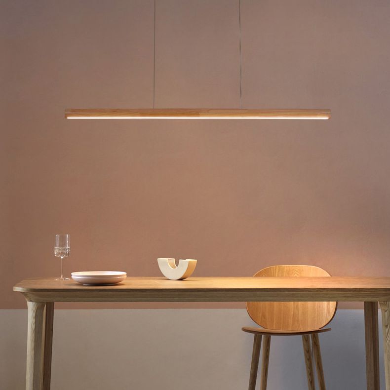 EverCraft Wood And Metal Linear Pendant Light In Scandinavian Minimalist Style Design