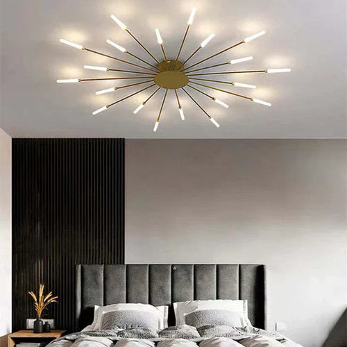 AstraLume LED Ceiling Chandelier With Minimalist Sunburst Design For Modern Interiors