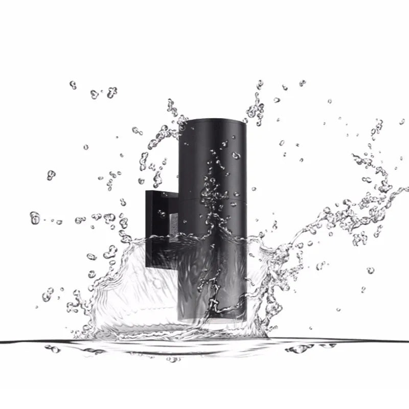 Aurora Minimalist Dual Head Outdoor Wall Light In Black Finish For Exterior Use Only