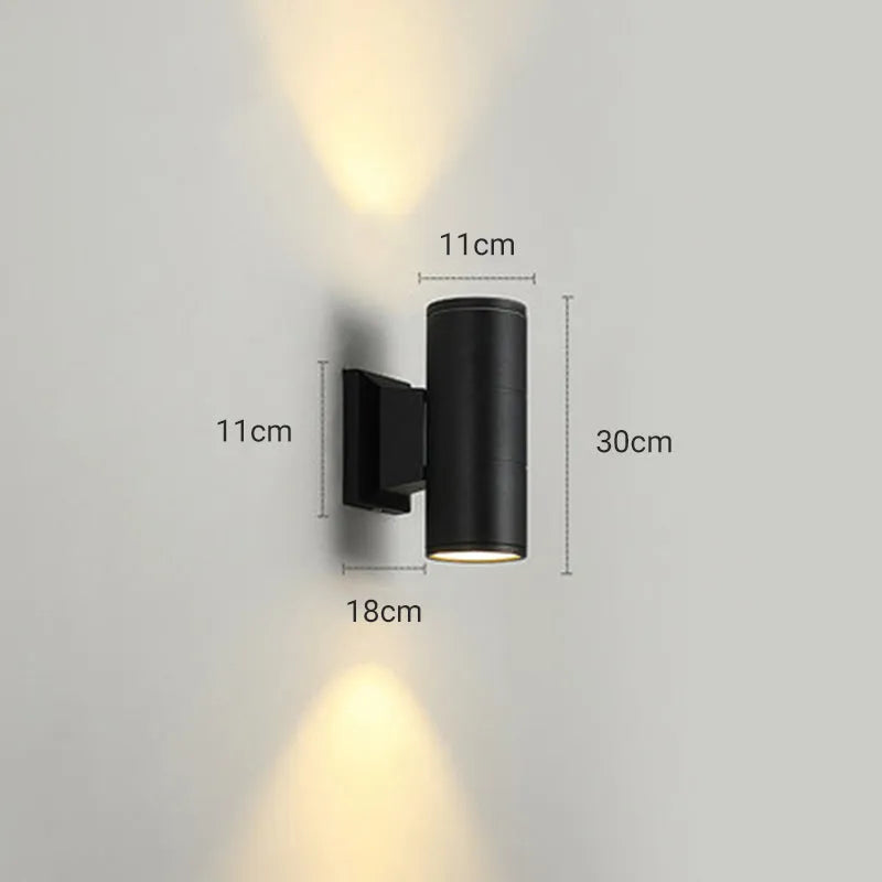 Aurora Minimalist Dual Head Outdoor Wall Light In Black Finish For Exterior Use Only