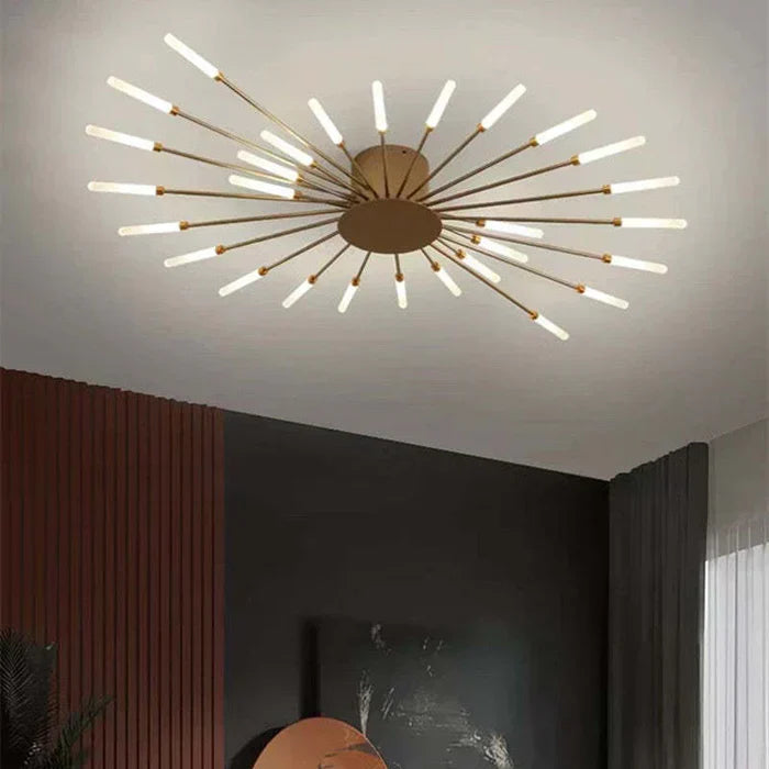 AstraLume LED Ceiling Chandelier With Minimalist Sunburst Design For Modern Interiors