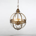 Antique Rust Frame Glass Globe Pendant Light With Clear Globe For Interior Decoration