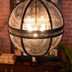 Antique Rust Frame Glass Globe Pendant Light With Clear Globe For Interior Decoration