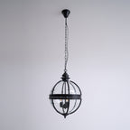 Antique Rust Frame Glass Globe Pendant Light With Clear Globe For Interior Decoration