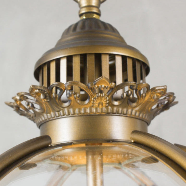 Antique Rust Frame Glass Globe Pendant Light With Clear Globe For Interior Decoration