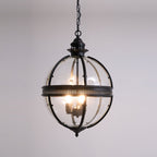 Antique Rust Frame Glass Globe Pendant Light With Clear Globe For Interior Decoration