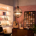 Antique Rust Frame Glass Globe Pendant Light With Clear Globe For Interior Decoration