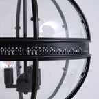 Antique Rust Frame Glass Globe Pendant Light With Clear Globe For Interior Decoration