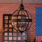 Antique Rust Frame Glass Globe Pendant Light With Clear Globe For Interior Decoration