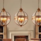 Antique Rust Frame Glass Globe Pendant Light With Clear Globe For Interior Decoration