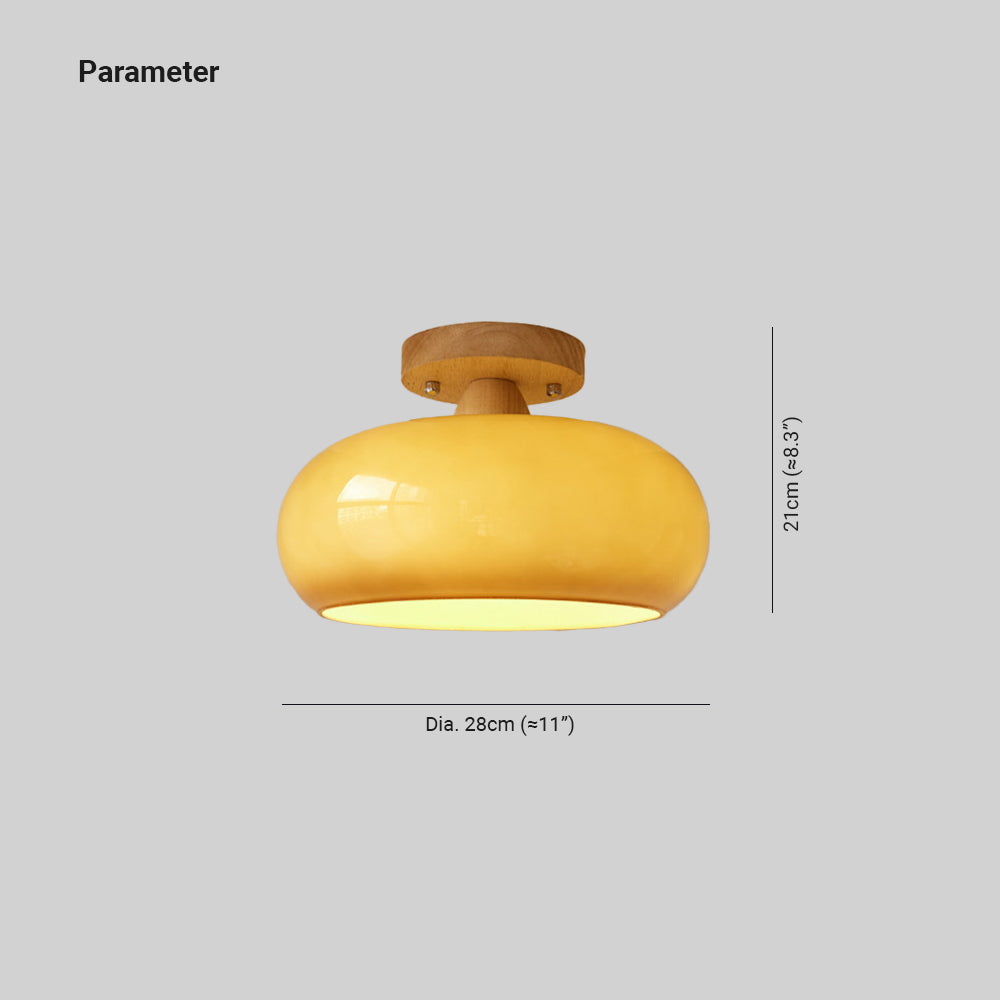 Cedarline Wood And Glass Flush Mount Ceiling Light For Living Rooms And Hallways