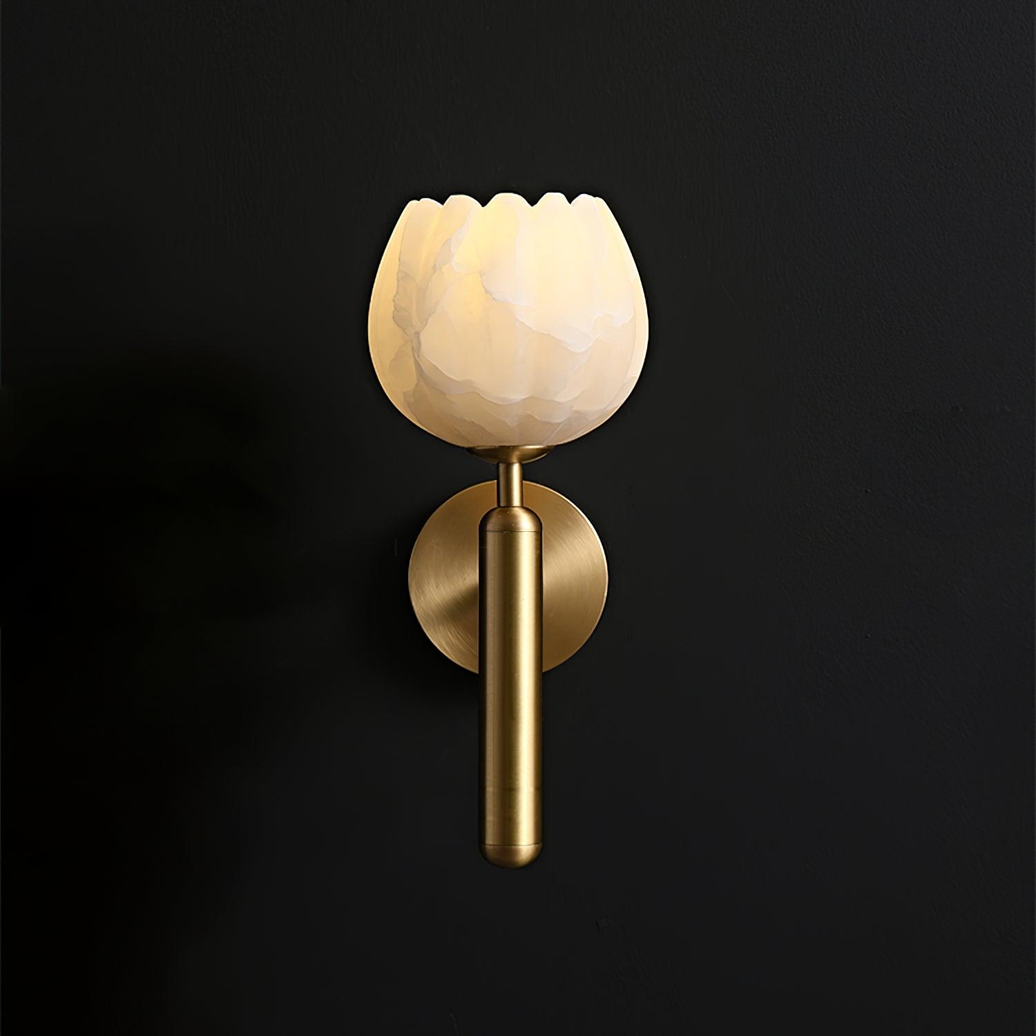 Aurelia Alabaster Bloom Wall Light With Brass Finish And Elegant Detailing For Interiors