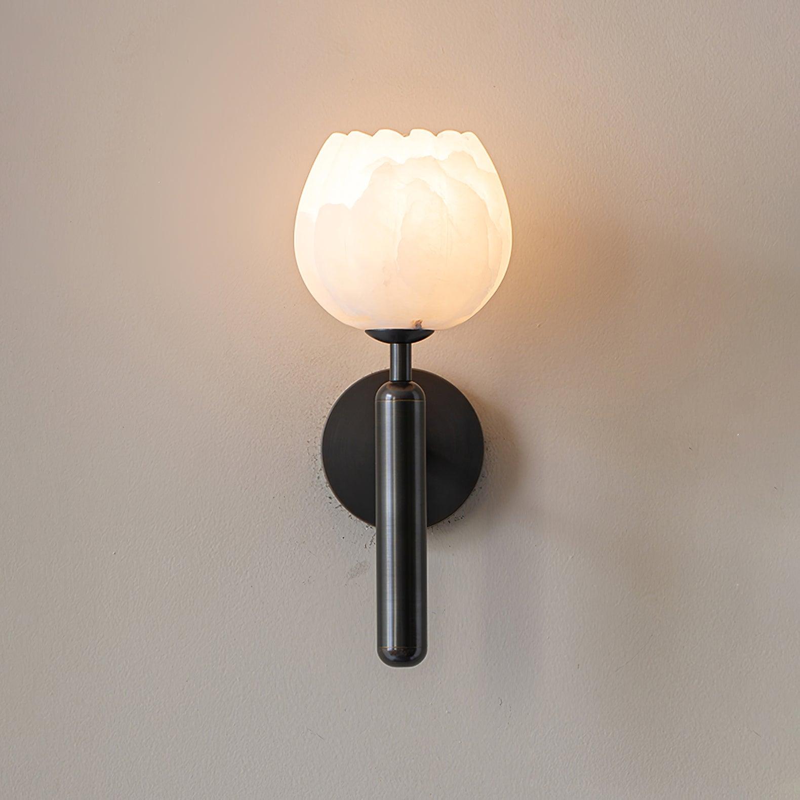 Aurelia Alabaster Bloom Wall Light With Brass Finish And Elegant Detailing For Interiors