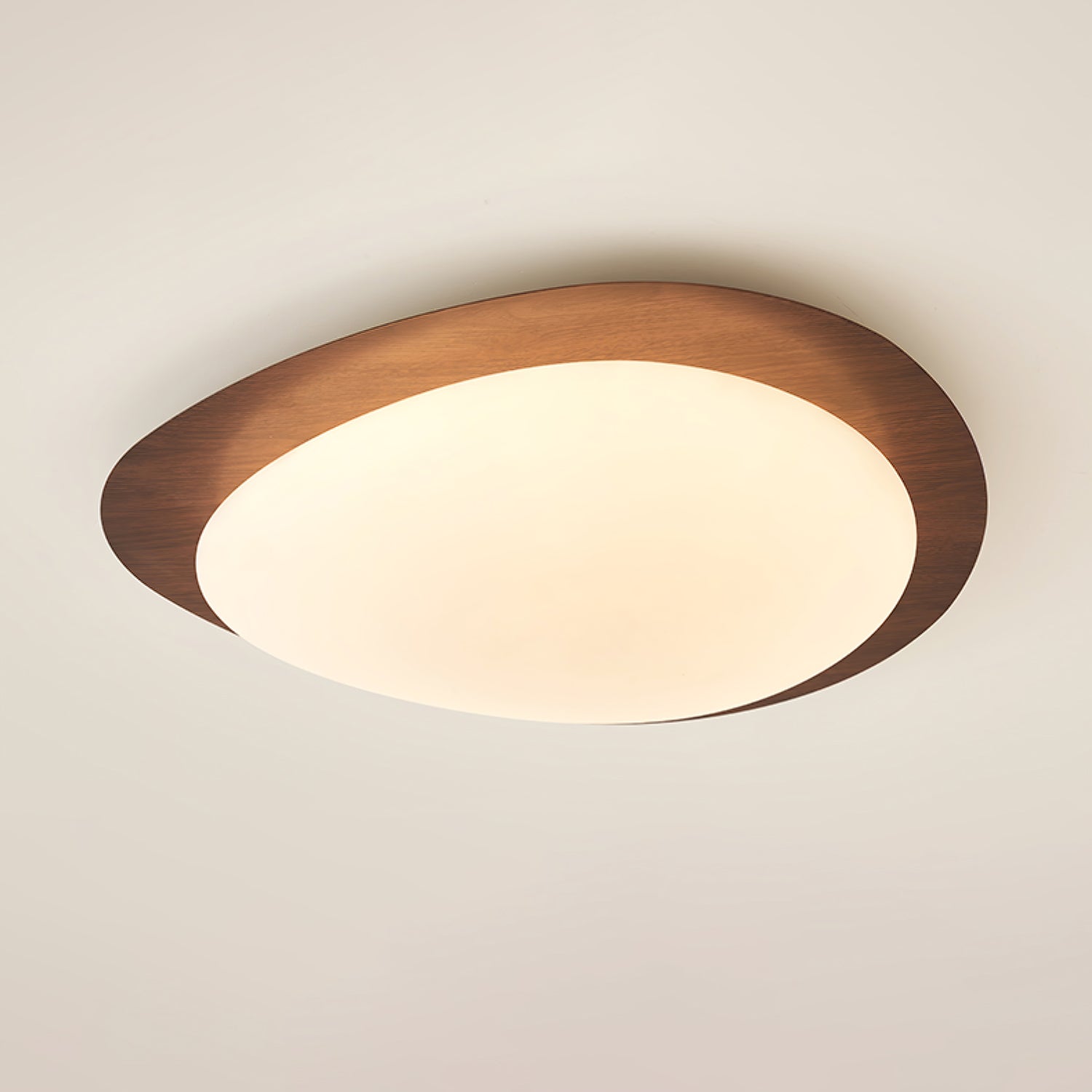 Aurell Pebble Walnut Ceiling Lamp With Warm Ambient Glow And Natural Look Ceiling Light