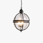 Antique Rust Frame Glass Globe Pendant Light With Clear Globe For Interior Decoration