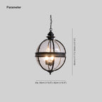 Antique Rust Frame Glass Globe Pendant Light With Clear Globe For Interior Decoration