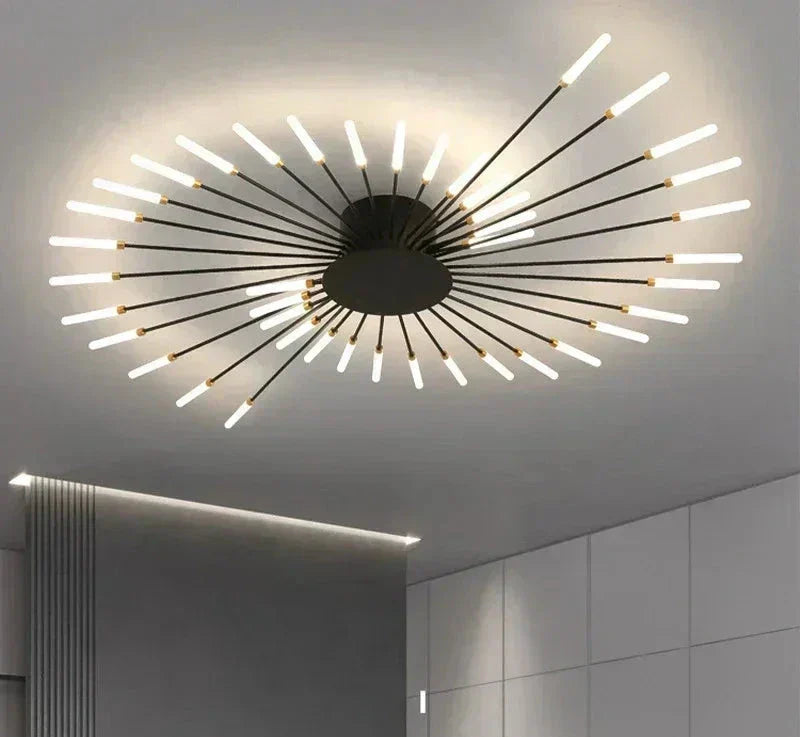 AstraLume LED Ceiling Chandelier With Minimalist Sunburst Design For Modern Interiors