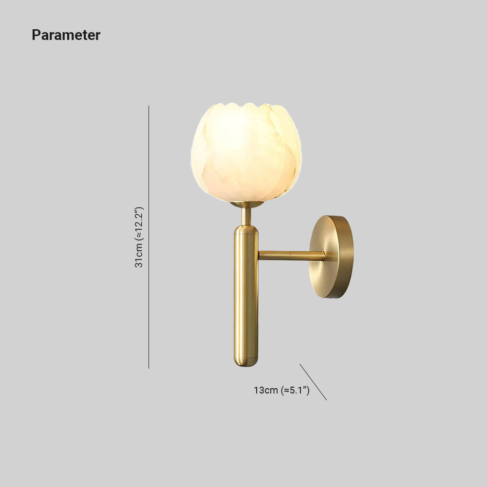 Aurelia Alabaster Bloom Wall Light With Brass Finish And Elegant Detailing For Interiors