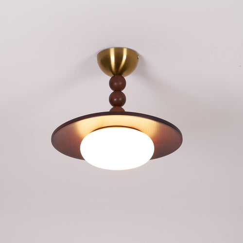 Aster Walnut And White Imitation Alabaster Ceiling Light Luminaire For Modern Interiors