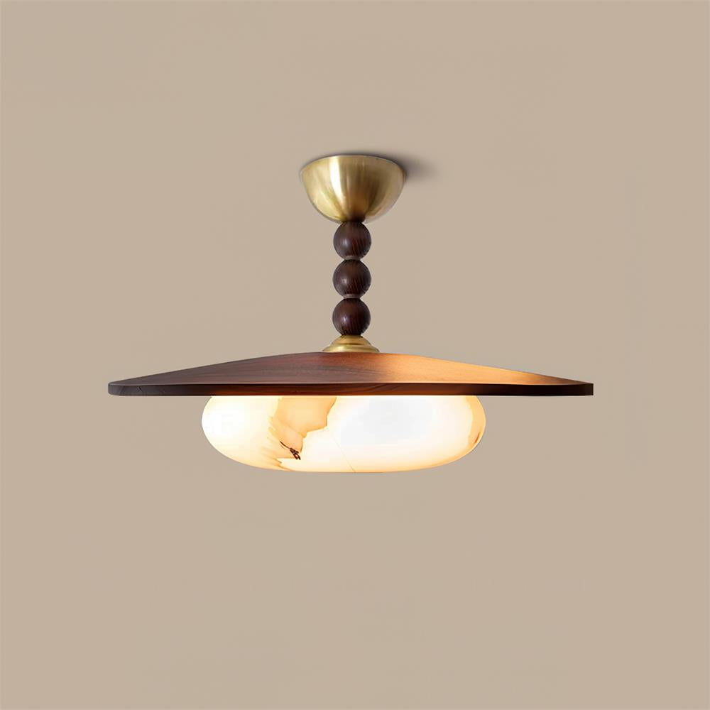 Aster Walnut And White Imitation Alabaster Ceiling Light Luminaire For Modern Interiors