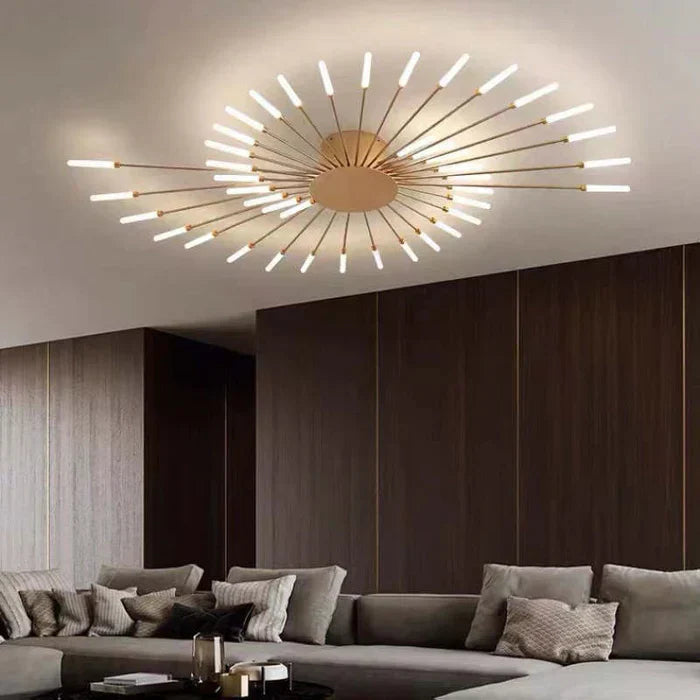 AstraLume LED Ceiling Chandelier With Minimalist Sunburst Design For Modern Interiors
