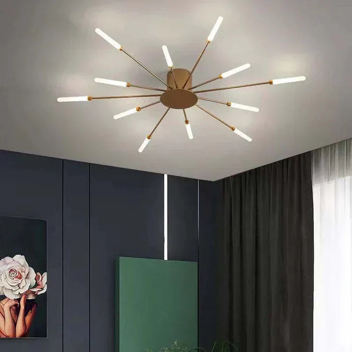 AstraLume LED Ceiling Chandelier With Minimalist Sunburst Design For Modern Interiors