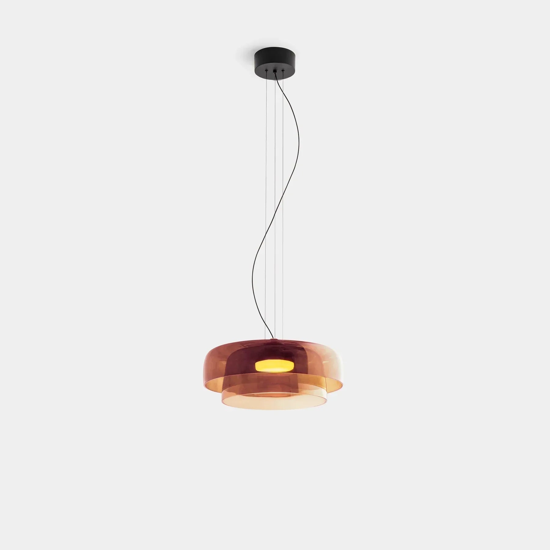 LumaHorizon Layered Glass Pendant Light With Diffused Shade For Warm Retro Inspired Ambience