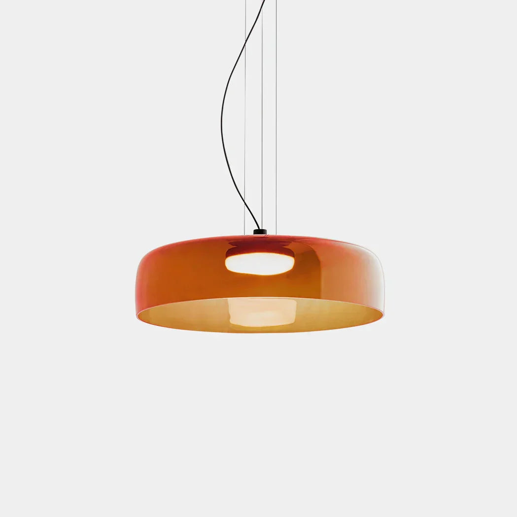 LumaHorizon Layered Glass Pendant Light With Diffused Shade For Warm Retro Inspired Ambience