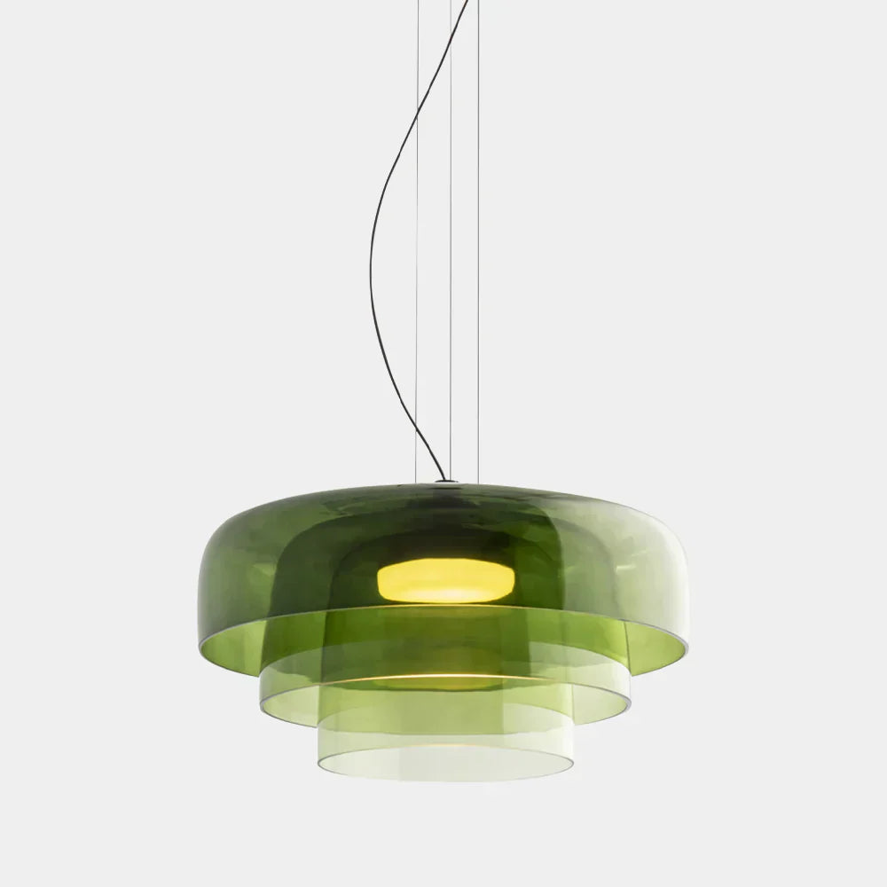 LumaHorizon Layered Glass Pendant Light With Diffused Shade For Warm Retro Inspired Ambience