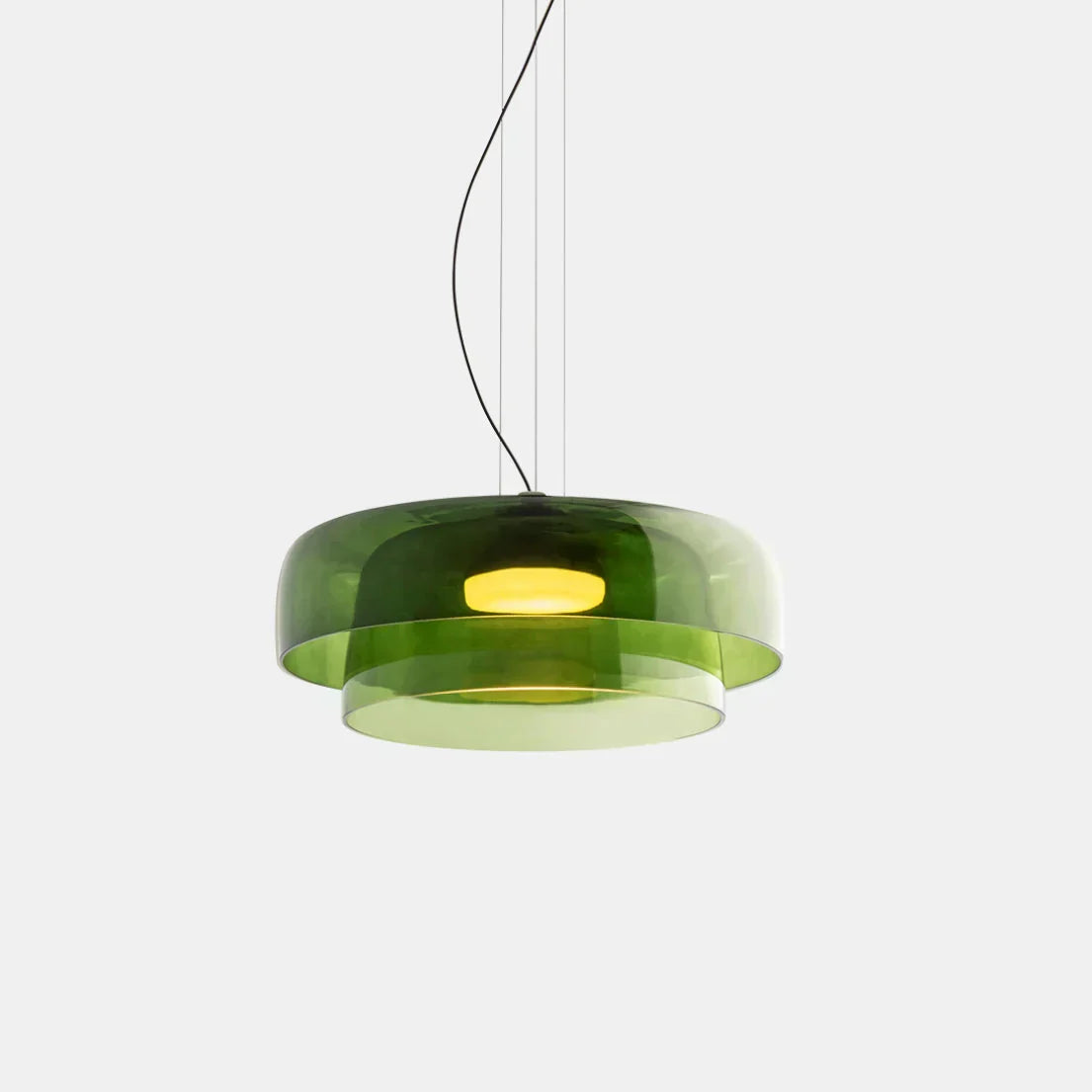 LumaHorizon Layered Glass Pendant Light With Diffused Shade For Warm Retro Inspired Ambience