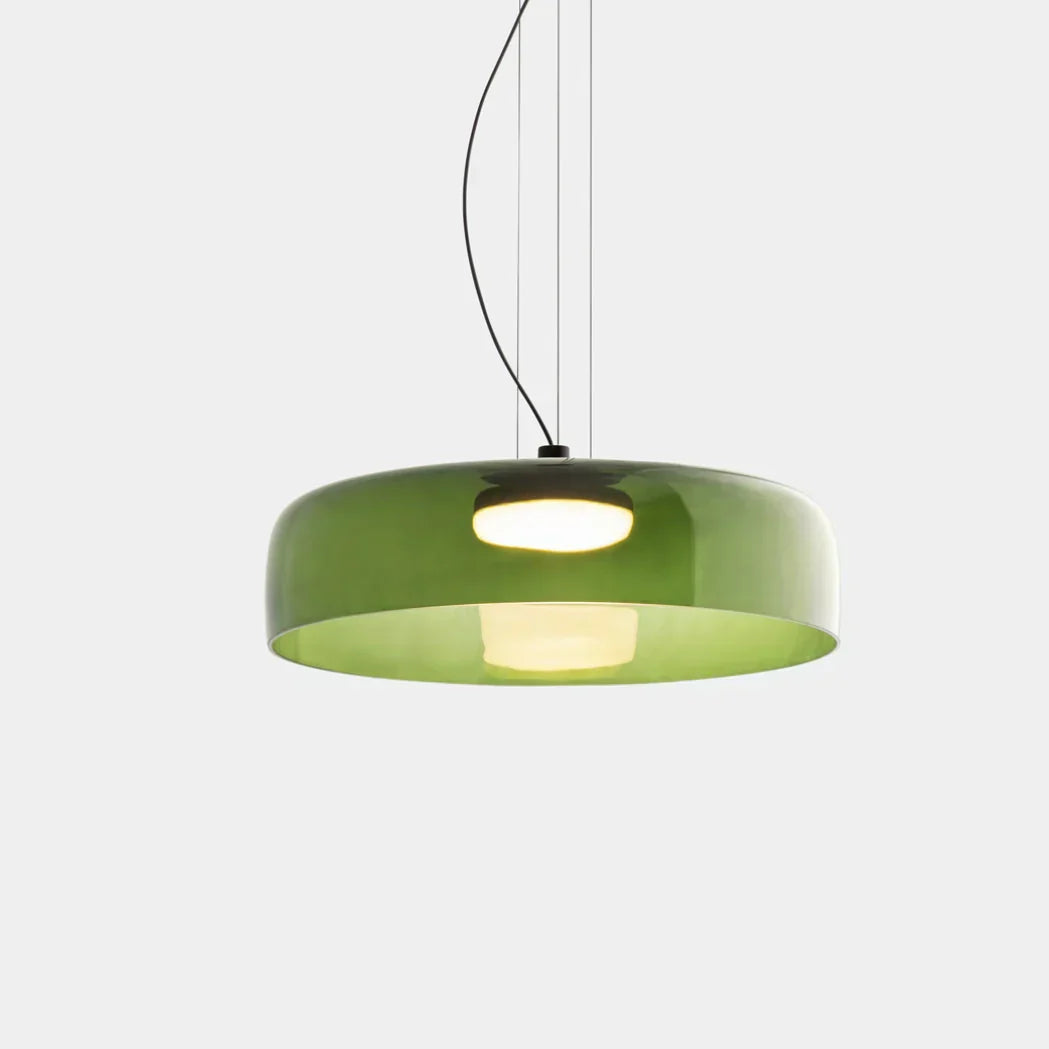 LumaHorizon Layered Glass Pendant Light With Diffused Shade For Warm Retro Inspired Ambience
