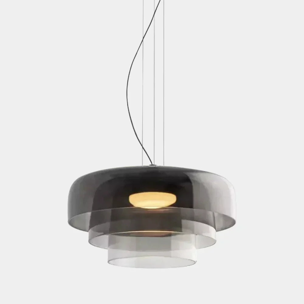 LumaHorizon Layered Glass Pendant Light With Diffused Shade For Warm Retro Inspired Ambience