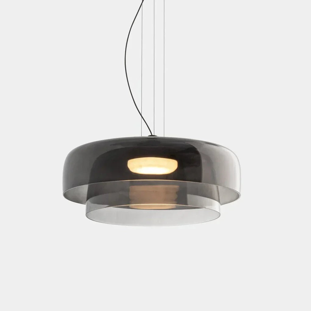 LumaHorizon Layered Glass Pendant Light With Diffused Shade For Warm Retro Inspired Ambience