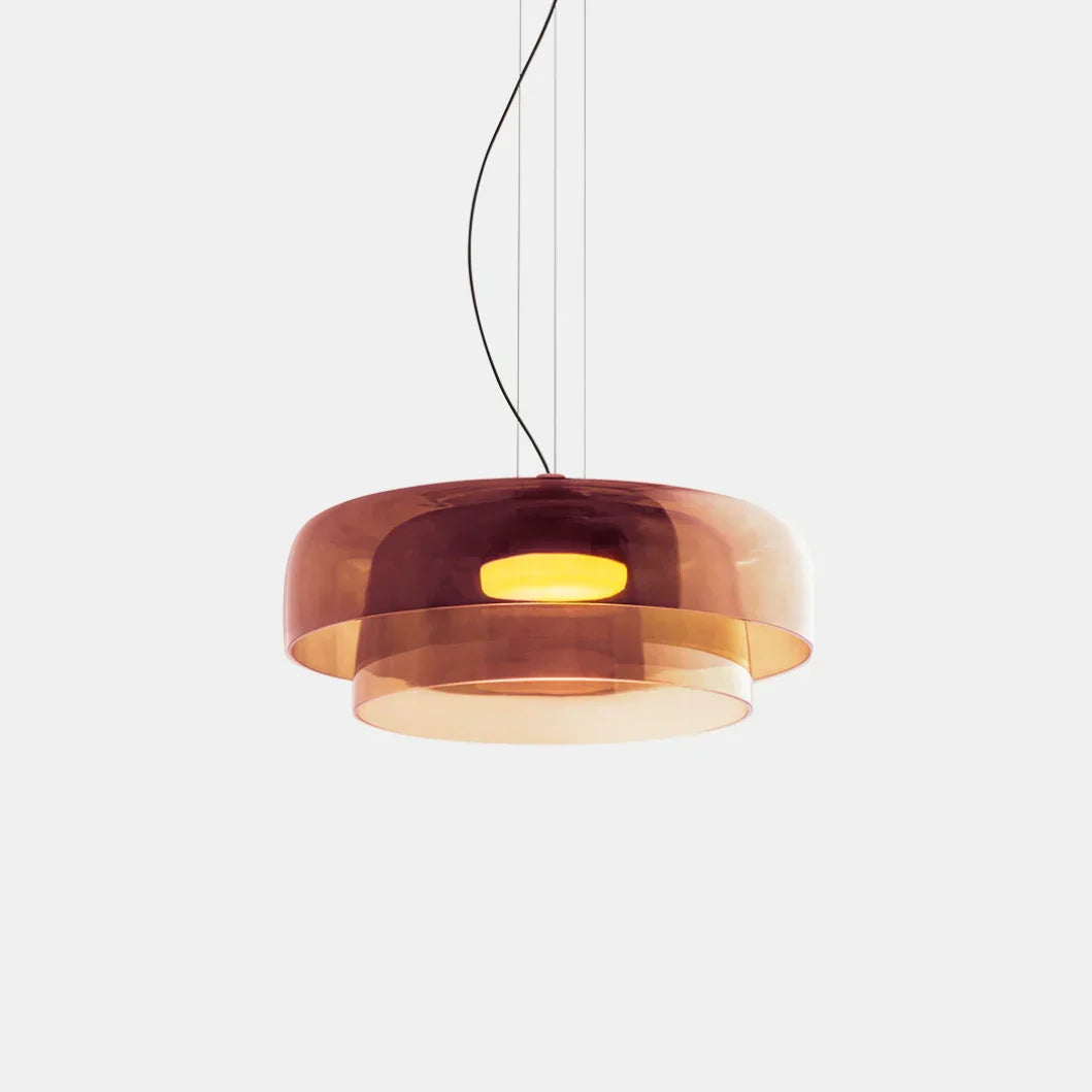 LumaHorizon Layered Glass Pendant Light With Diffused Shade For Warm Retro Inspired Ambience